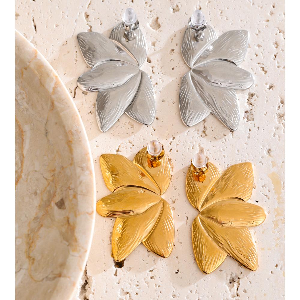 Yhpup Stainless Steel Metal Flower Stud Earrings Rust Proof Trendy PVD Plated Daily Wear Earrings Jewelry for Women Wholesale