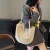 Woven bag women's large-capacity new spring and summer versatile leisure hollow shoulder vacation beach tote bag