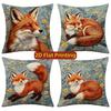 Cute Embroidery Style Fox Floral Throw Pillow Covers Pattern Cushion Cover Suitable for Sofa Bedroom Car Pillow Cover