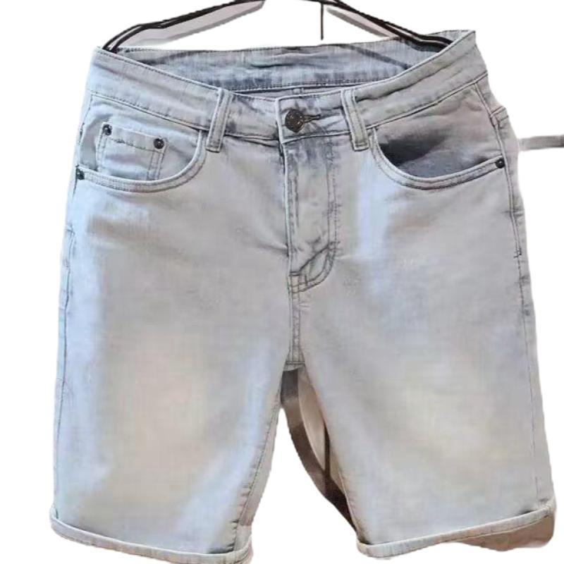 Trendy Light Blue Men's Straight Japanese Denim Shorts - Daily Versatile Korean Fashion
