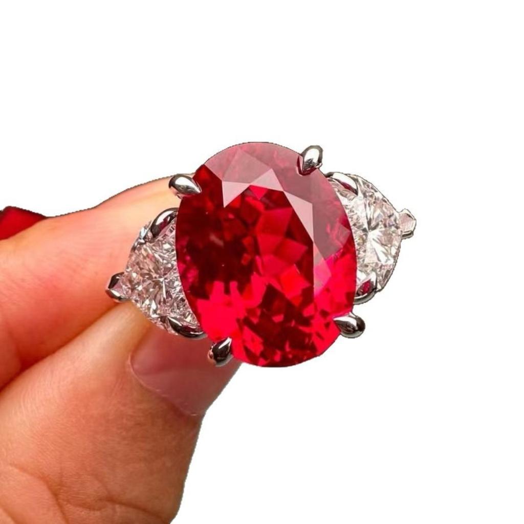 Luxury S925 Silver Pigeon Blood Love Ring, High-end Boutique Jewelry Wholesale Ladies Ring