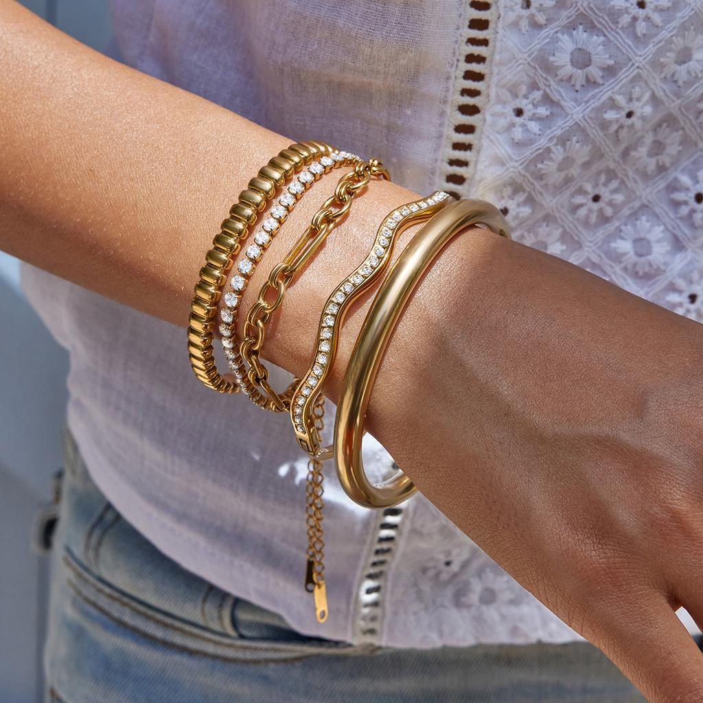 Yori Handmade 3:1 Chain Bracelet Stainless Steel 18K Gold PVD Plated Waterproof DIY Accessories New Gift