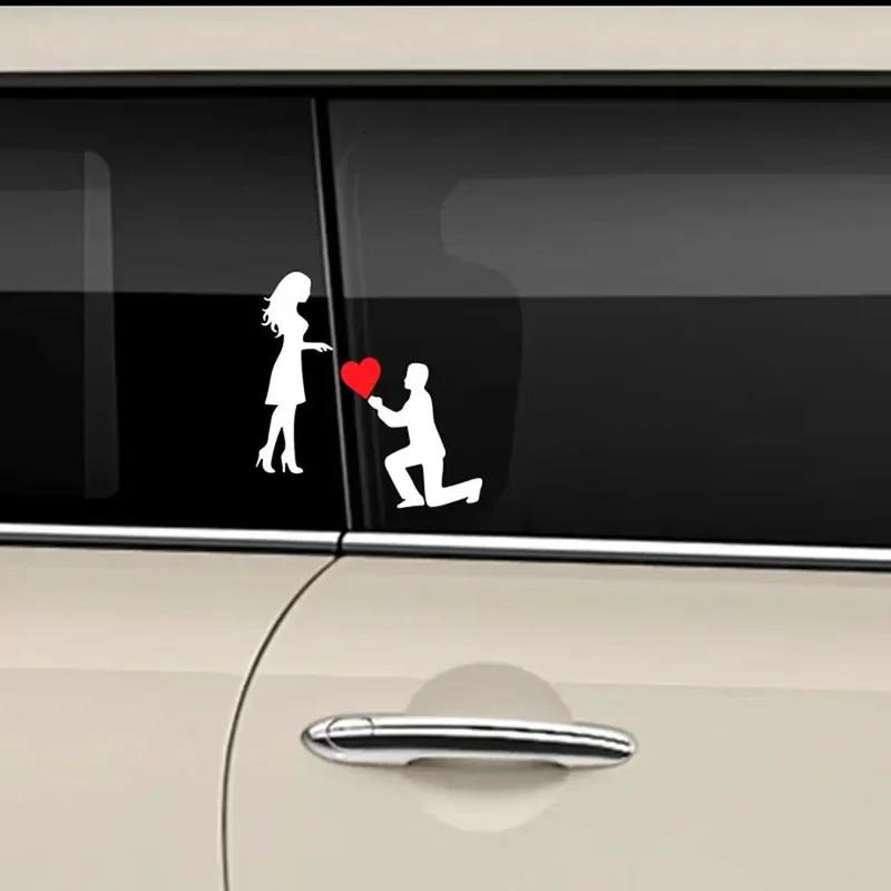 New Car Sticker Love Couple Propose Romantic Proposal Sticker Creative Body Door Auto Side Glass Waterproof Motorcycle Decal
