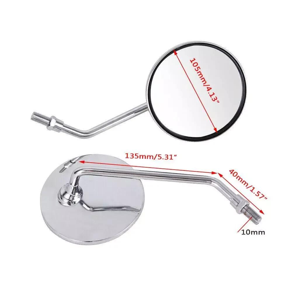 Universal 10mm Motorcycle Rearview Mirrors Scooter Chrome Round Side Mirror For Suzuki GN 125 Yamaha Jog BWS BWS 100 125 Vino