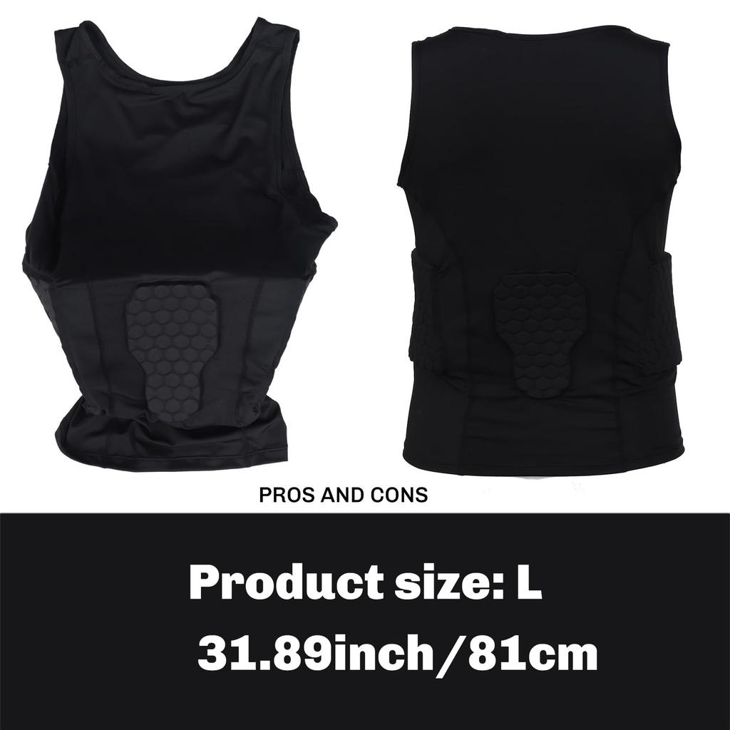 Dovhmoh Rib Protector Padded Compression Shirt Training Vest with 3 Protective Gear for Size L Men's Pads, Soccer, Football, Basketball, Hockey,