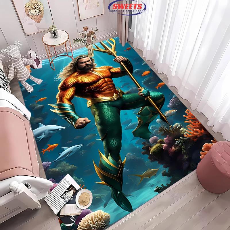 New Shelves ! DC Classic Aquaman Carpet, Bedroom Floor Living Room Bed Mat, Non-slip Exquisite Home Decor, Machine Washable Rug