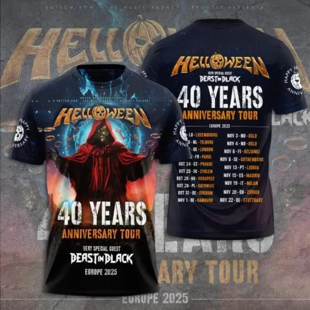 Rock Halloween 40th Anniversary Tour 3D Print T-shirt Men Women Fashion O-Neck Short Sleeve Tops Tees New Designer Clothes Album