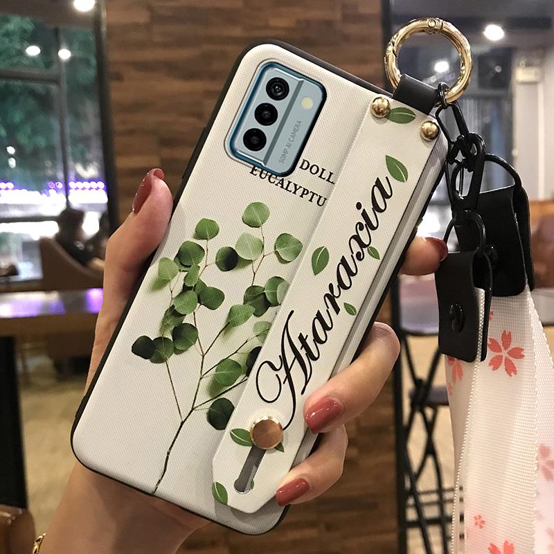 Silicone Lanyard Phone Case For Nokia G22 Anti-knock Ring Waterproof Soft case Anti-dust Phone Holder Shockproof Flower