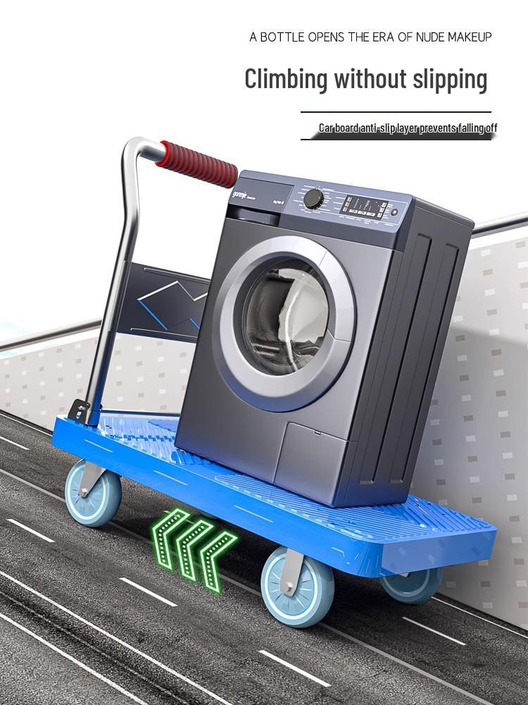 Compact Blue Plastic Portable Hand Truck Cart