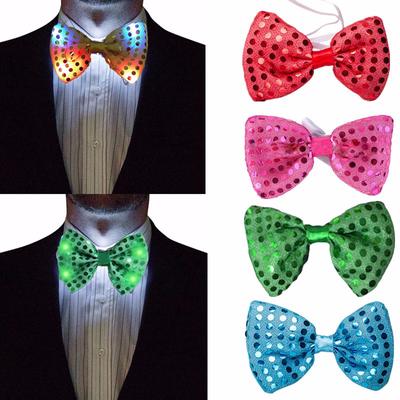 LED Light Up Shiny Polka Dot Neck Bow Tie Halloween Xmas Wedding Party Supplies