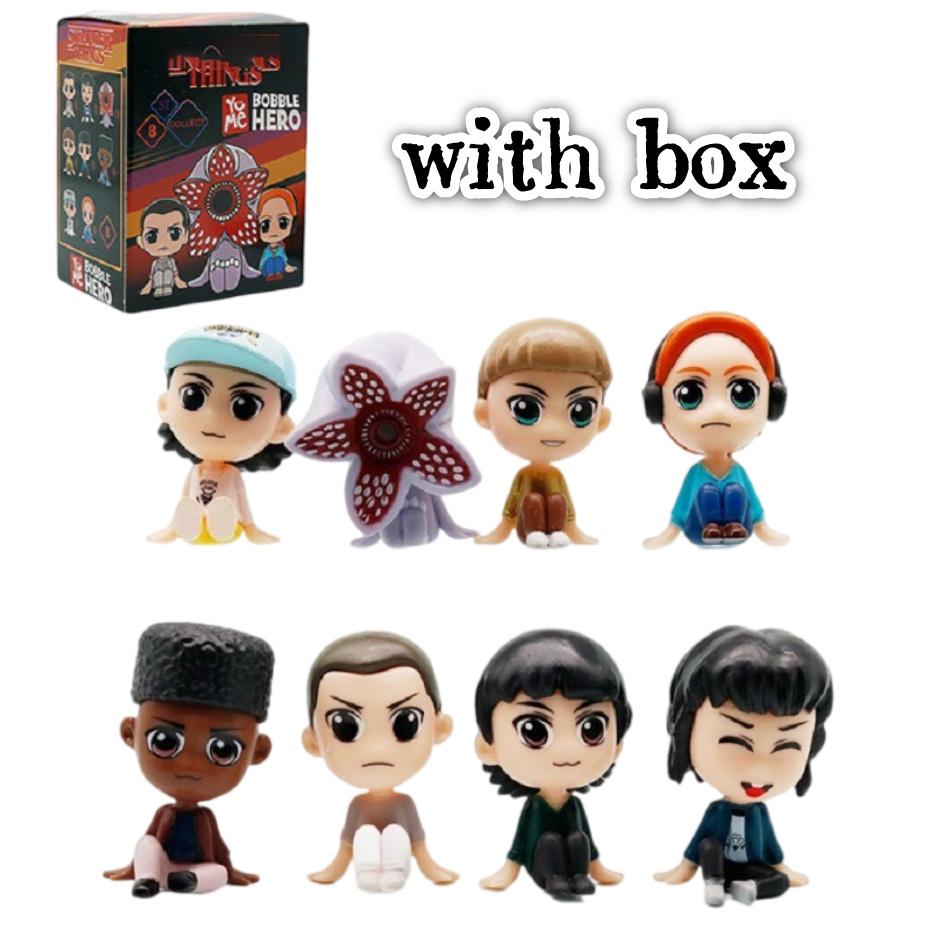 8pcs/style Strangers Things blind box Q-version Sitting posture Anime Figure Jane Ives Action Figure desktop statue Toy fan gift