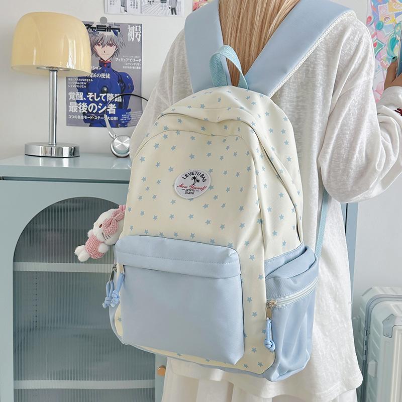 New Large Capacity Simple Backpack for Girls  Junior and Senior High School Students  Niche Design Solid Color High Value Backpack