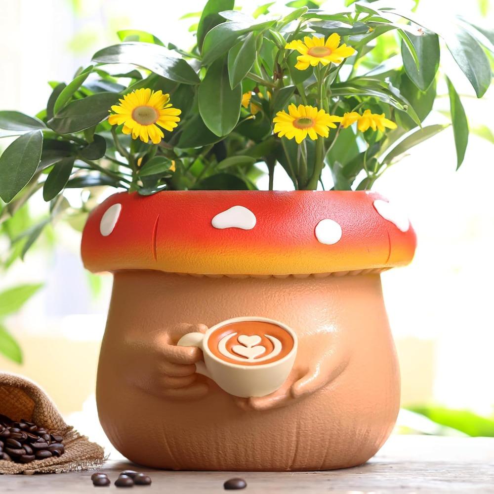 

2025 Cute Plant Pot,Flower Planter,Mushroom Ceramic Small Plant Pot,Cute Decorative Succulent Pot for Indoor & Outdoor Plants