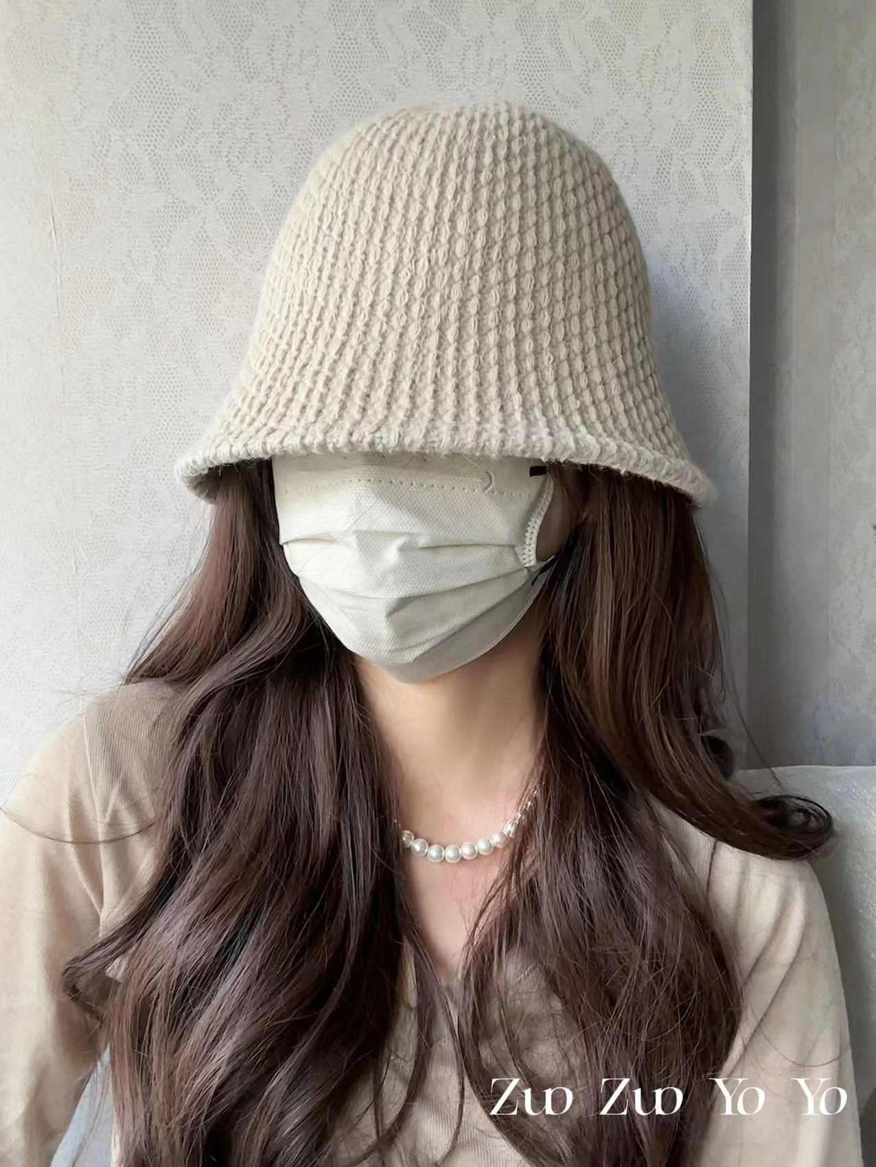 

Простая шерстяная шапка в корейском стиле, женская новая универсальная темпераментная теплая шляпа-ведро, осенняя куполообразная вязаная шляпа-рыбак M（56-58cm）