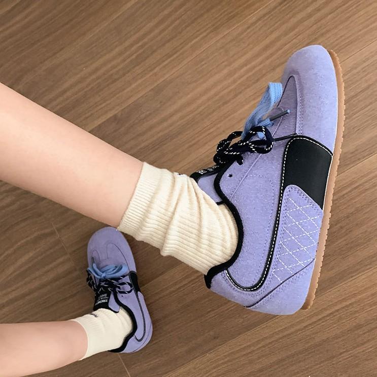 Fashion 2025 New Designer Women's Sneakers Lace Up Mixed Color Ladies Casual Sports Shoes Fashion Chunky Sneakers Comfortable Flat Shoes