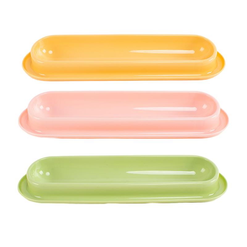 Cat Dog Food Water Bowls 15 Degree Tilted Single Dish Long Pet Feeding Bowl for Kitten Puppy Safe Plastic Material Easy To Clean