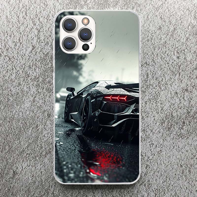 Cool Male Men Sports Cars Print Soft Case for iPhone 17 Air 16 16E 15 14 Plus 13 Mini 12 11 Pro Max Phone Shell SE 7 8 Pattern C