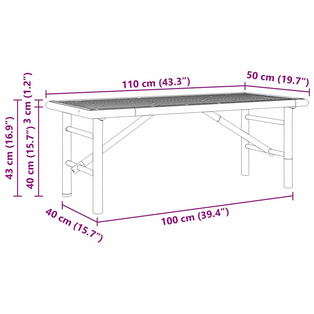 Coffee Table Brown 110 X 50 X 43 Cm Bamboo