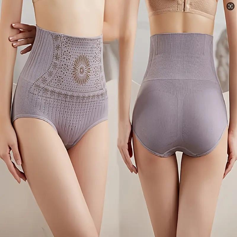 Women‘s Floral Polyamide & Spandex High Waist Shaping Panties Seamless Hip Lift Belly Control Shapewear Slim Briefs for Postpartum Recovery Underwear