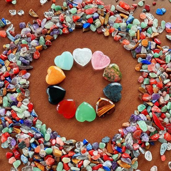 Set de 20 de bucăți pietre prețioase pentru inimă, set de pietre prețioase pentru birou, romantice, naturale, de dragoste, decor, cuarț, set de pietre vindecătoare chakra
