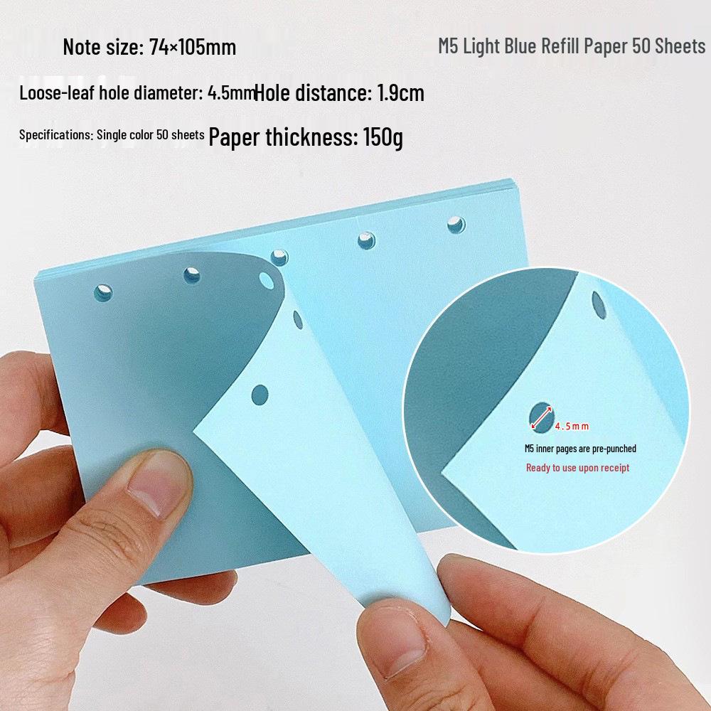 M5 Planner Five-Hole Blank Colored Refills, Macaron Tone Thick Loose-Leaf Inner Pages.