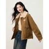 Women's Retro British Style Lapel Fleece-Lined Short Jacket