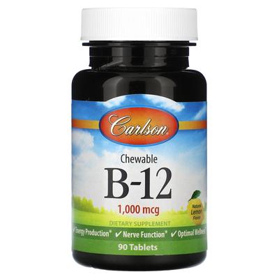 Chewable Vitamin B-12, Lemon, 1,000mcg, 90 Tablets