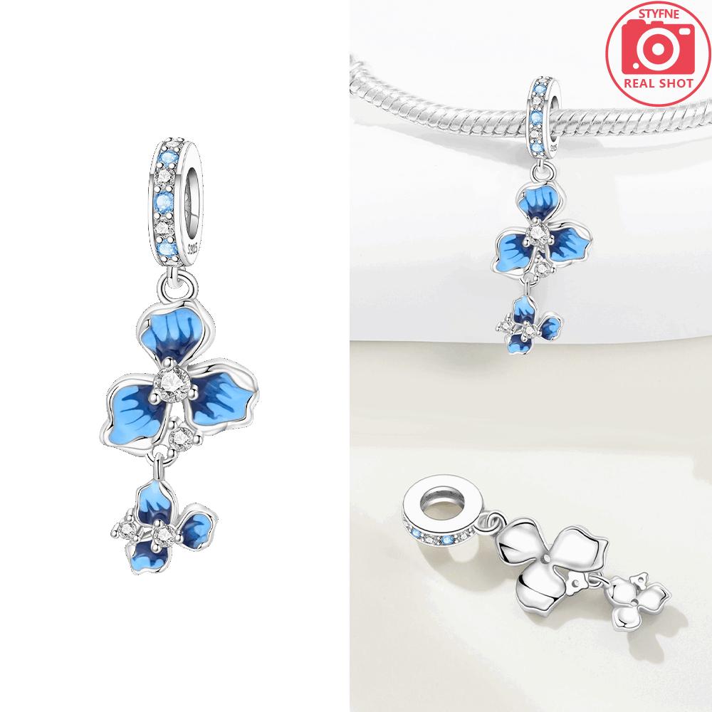 Purple Iris Blue Anemone Pendant Heart Tulip Originalcopper Bead Fit Bracelet Diy Fine Gift Women Jewelry Accessory