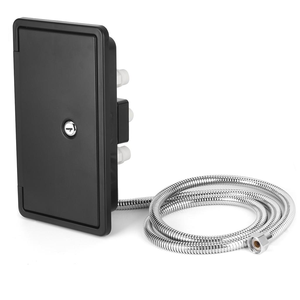 Exterior Shower Box Kit Hot Cold Water Dual Valve with Lock Keys 1/2in Thread for RV Motorhome Carav