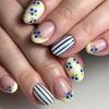 24 Pcs White French Tip Polka Dot Pink Almond False Nails Simple Sweet Acrylic Wearable Manicure Press On Nails For Women