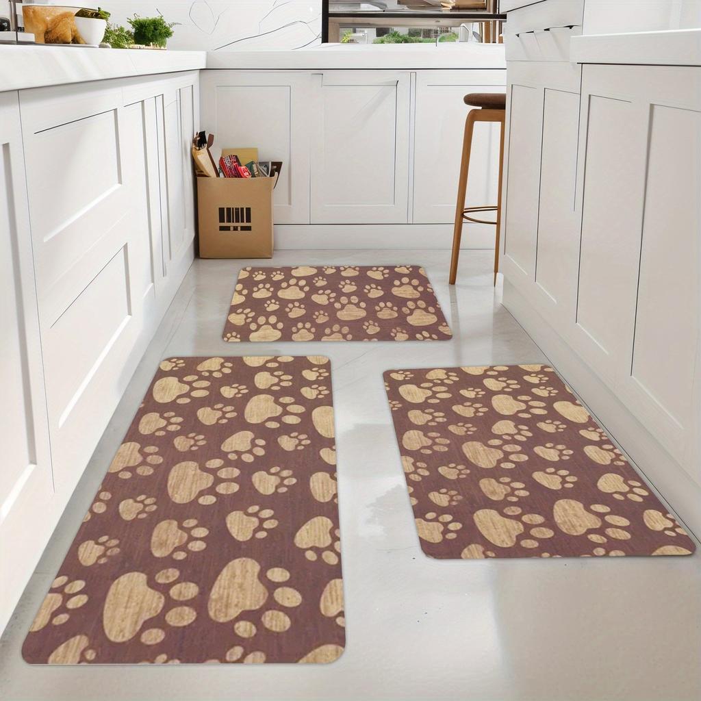 1PC Paw Print Pattern Kitchen Rug Non-Slip Door Mats Pop Design Bathroom Rug Bath Mat Carpet for Home Sink Laundry Decor