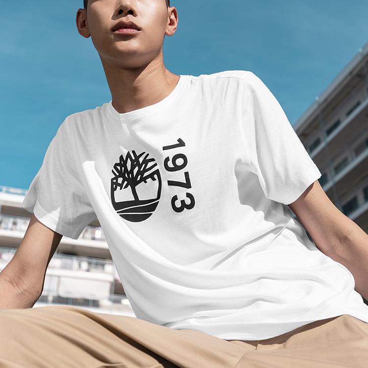 Timberland American Vintage Casual Sports Printed Breathable Round Neck Short Sleeve T-Shirt Men T-Shirts White A4352-100