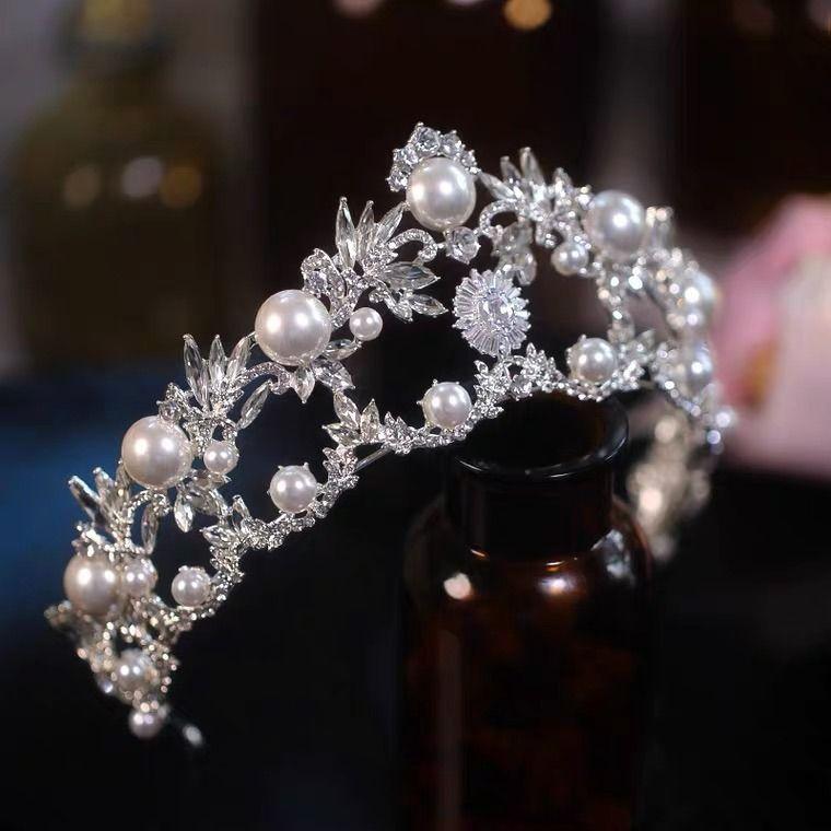 

Bride s Headwear Crown Headwear Bride s Pearl Crown Wedding Ceremony Crown Hair Accessory Wedding Dress Princess