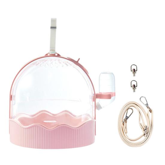 Hamster Carrier Cage Portable Small Pet Travel Case with Water Bottle Shoulder Strap Breathable Guinea Pig Outgoing Cage for Dwarf Hamster Chinchilla