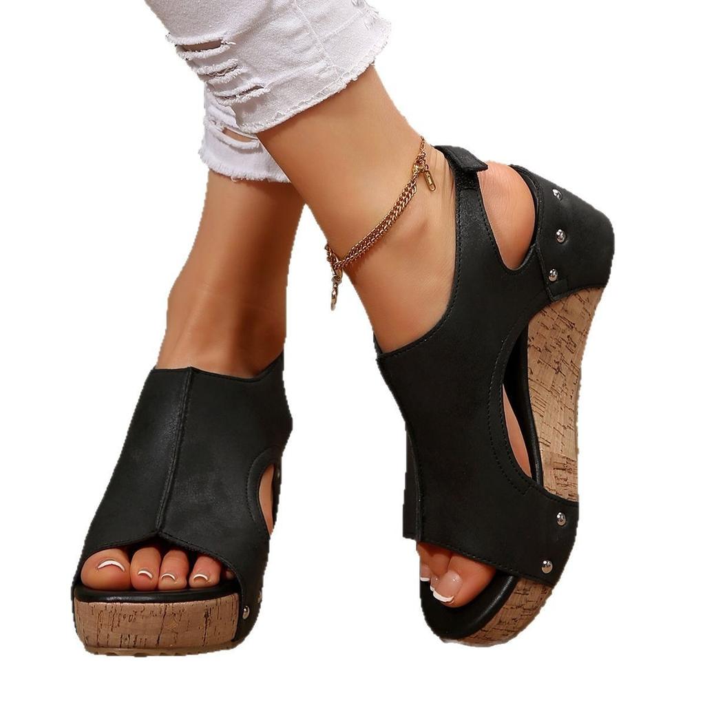 2025 New Summer Women's Platform Wedge Sandals Large Size Platform Fish Mouth Sandals Wedge Sandals