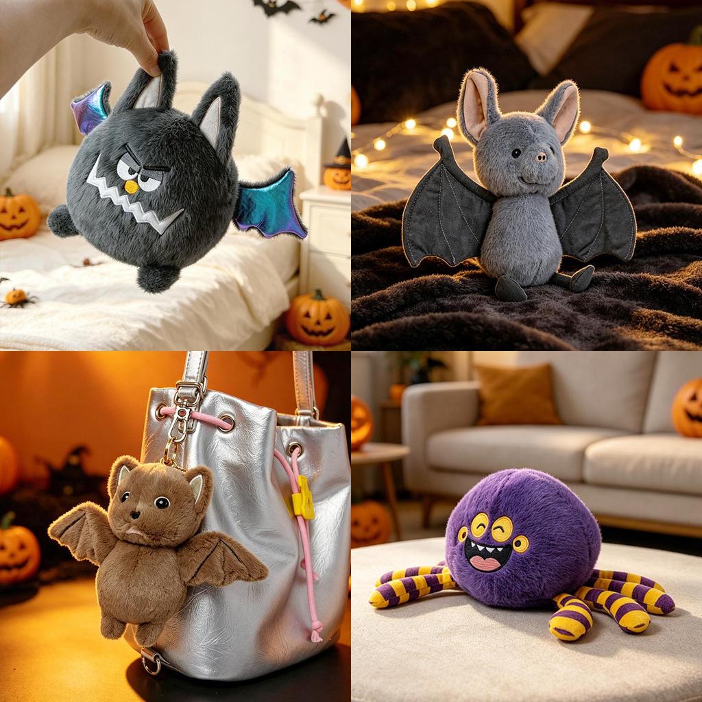 Halloween Ghost Bat Pumpkin Plush Toy With Pp Cotton For Store Decorations
