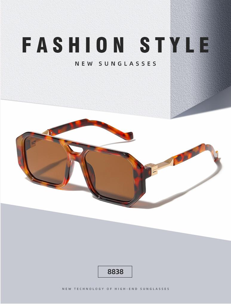 Retro Square Frame Sunglasses Men And Women With The Same European And American Double Beam Sunglasses Trend To Wear Decorative