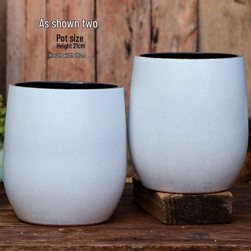 Handgefertigter weißer Grobkeramik-Blumentopf im europäischen Stil für Grünpflanzen, Rosen, Hortensien und Sukkulenten