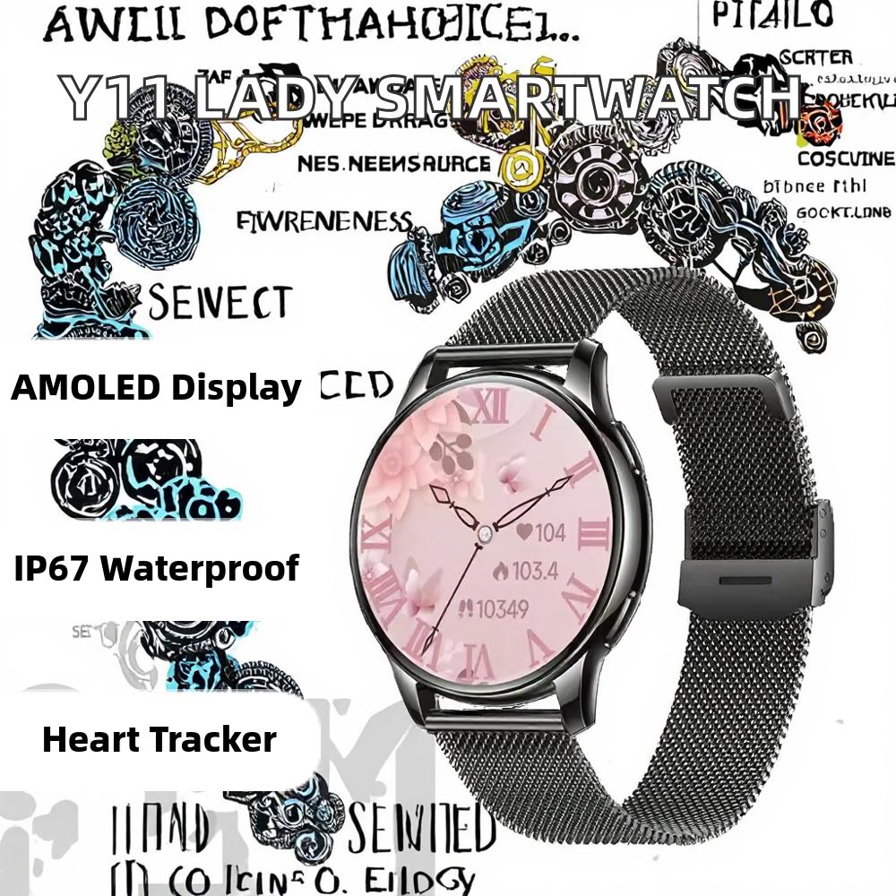 Women Smart IP67 Waterproof 1.32 Inch AMOLED Watch Screen Blood Oxygen Heart Rate Monitor Android Silica Gel
