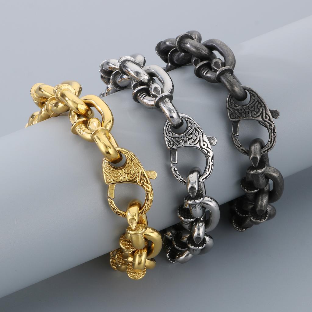 Domineering Stainless Steel Link Bracelet Men Multi-layer Cuff Bangle Punk Style Jewelry Accessory Man Bracelet Gift