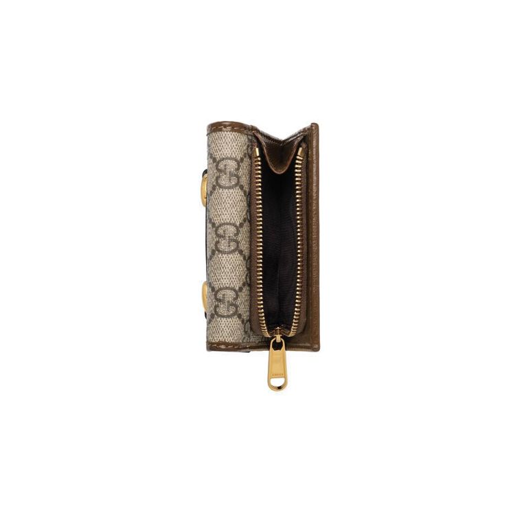 Gucci Horsebit 1955 Vintage Gold Buckle Logo Canvas And Leather Wallet Unisex Wallets Brown Ebony 644462-92TCG-8563