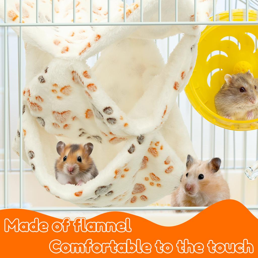 2Pcs Ferret Hammock Flannel 3 Tiers Hamster Hammock Small Pet Cage Accessories Plush Warm Bed Sleeping Bag for Guinea Chinchilla