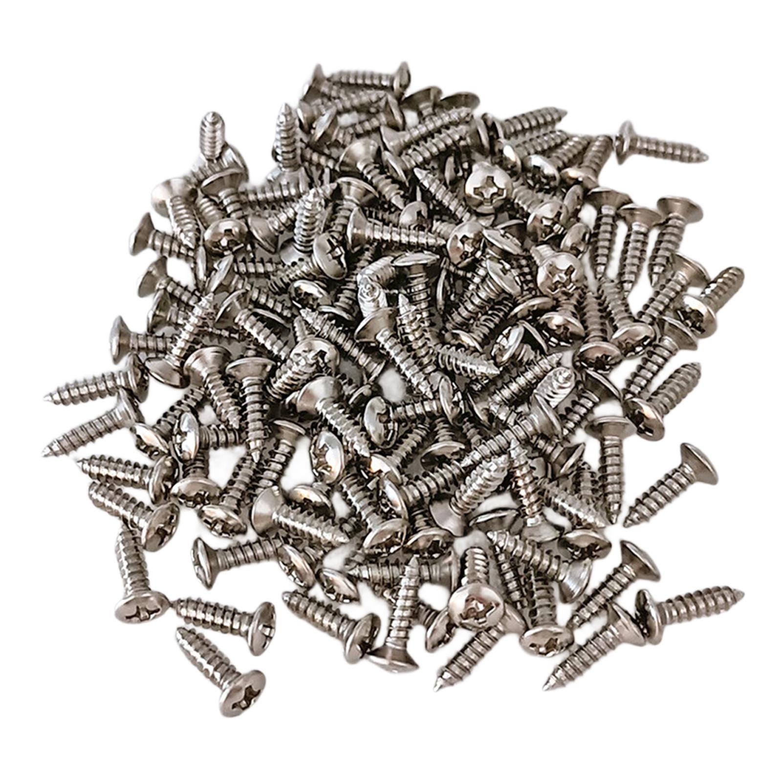 

100Pcs Electric Guitar Pickguard Screws Scratch Plate Mounting Screws Guitar Tuners Screw Guitar Tuning Pegs Screws Set серебряный