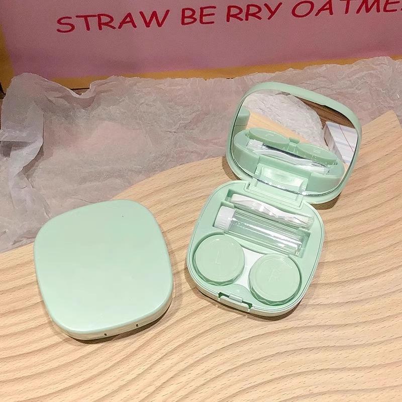 Invisible Contact Lens Case with Mirror: Small, Leak-Proof, Double-Compartment Storage