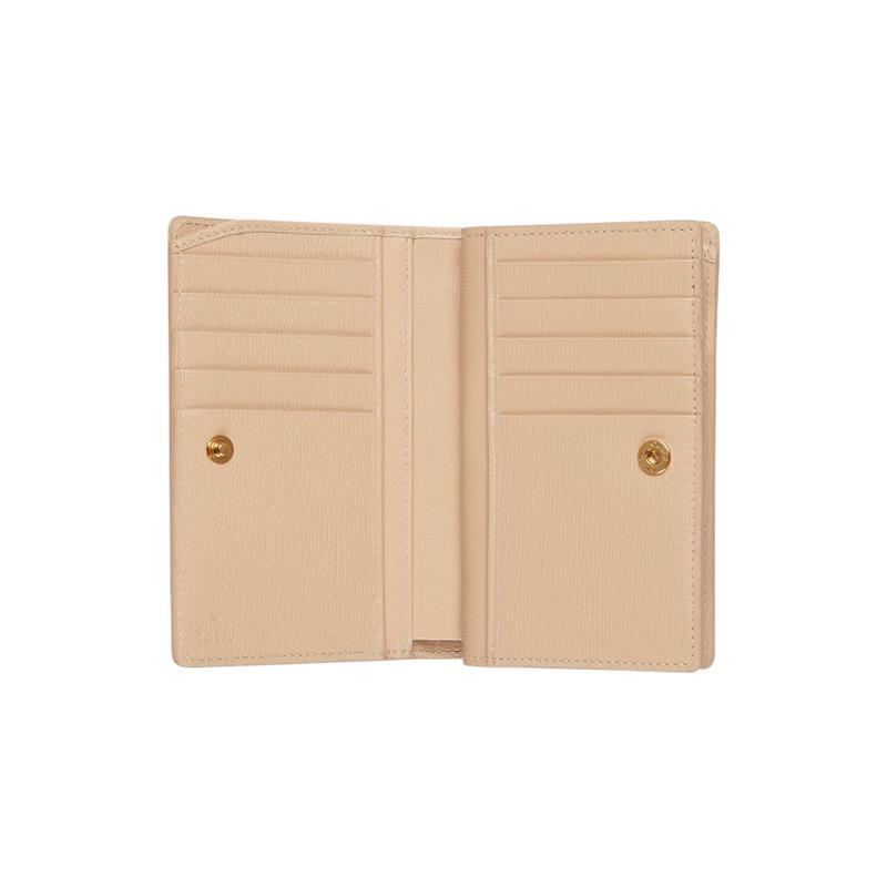 Gucci Gold Hardware Accessories Handwritten Logo Details Leather Wallet Regular Women's Light Beige