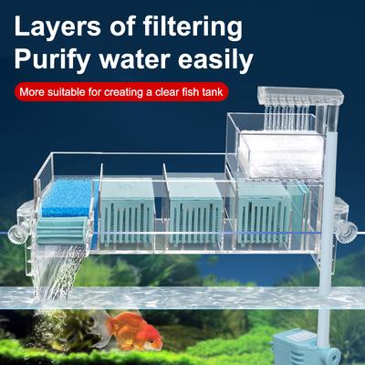 New Aquarium Wall-Mounted Waterfall Filter Roller, ,Circulating Oxygen Genation,Multi-Layer Fish Tank Top Filter