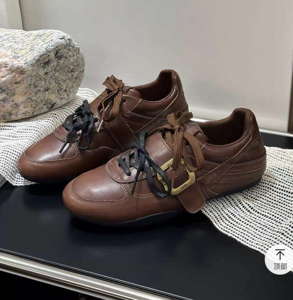 Casual Single Shoes Women's 2025 Autumn New Belt Buckle American Retro German Training Boots Flat-bottomed Fashion Casual Single Shoes Women