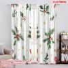 2pcs,2D Plane Printing Creative Curtains Christmas Tree Bow Berry (3) Versatile Durable Polyester (without Rod) Decorations For