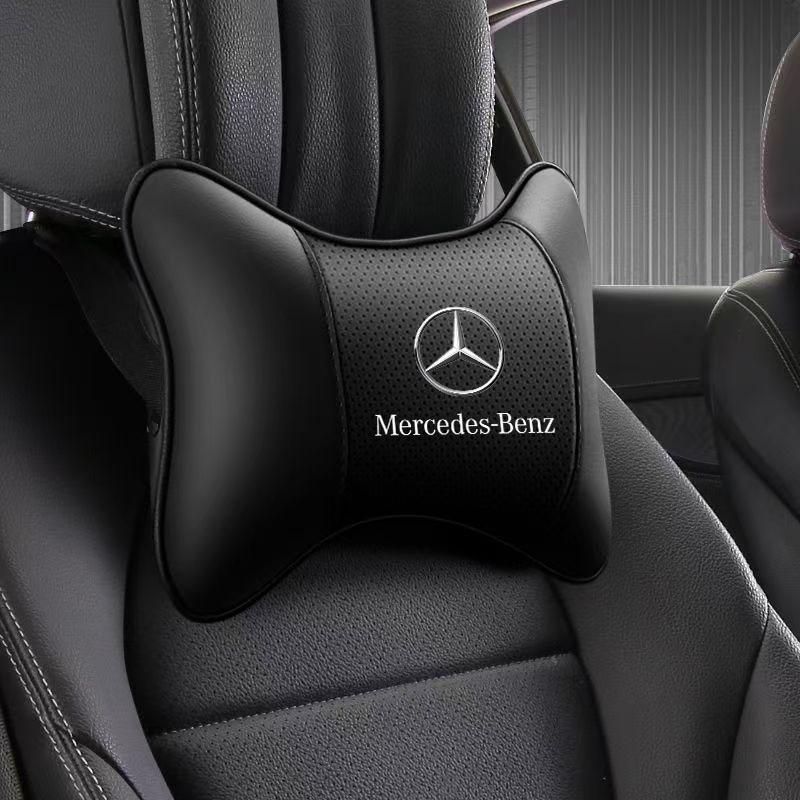 Car Seat Headrest Auto Logo Neck Pillow Car Accessories For Mercedes Benz A B C E S Class CLA CLS SLK GLA GLC GLB GLK AMG W204
