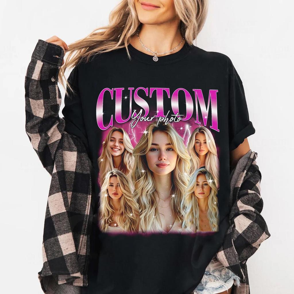 Camiseta Gráfica Vintage de los 90 Camiseta de Rap Bootleg Personalizada Inserta Tu Diseño PERSONALIZADO Tu Propia Idea Bootleg Aquí Regalo para Ella